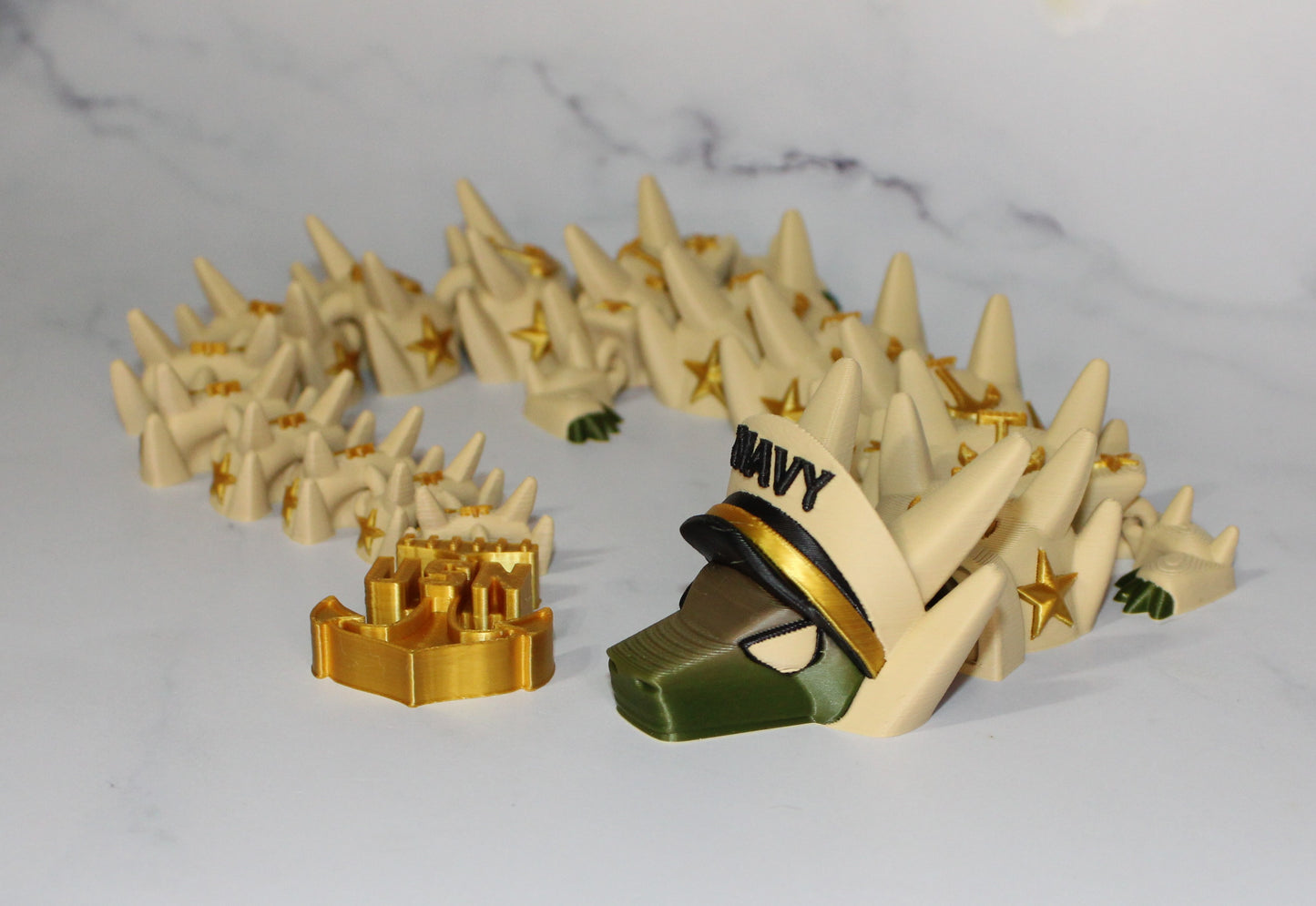 Military Dragon 3D Printed Articulated Figurine - Wonderland 3D Printing