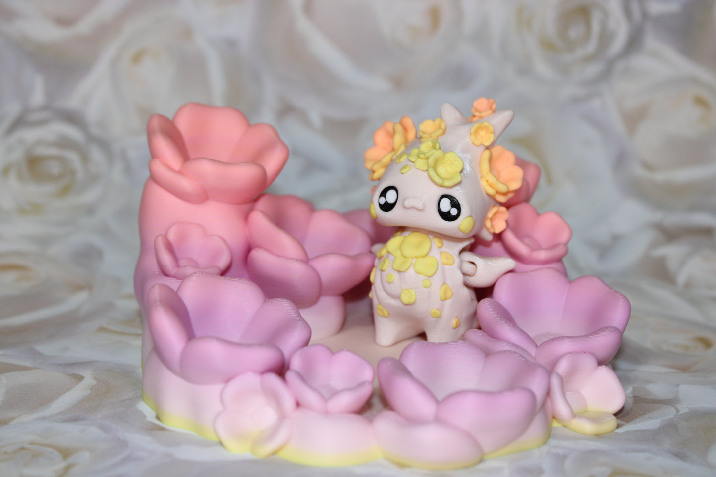 Cherry Blossom Pixie with Dice Stand Options -3d Printed Figurine