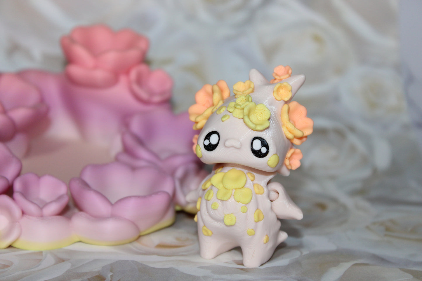 Cherry Blossom Pixie with Dice Stand Options -3d Printed Figurine