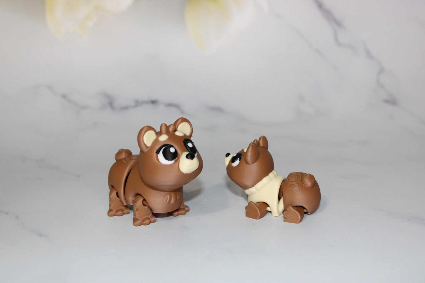 Mama and Baby Bear 8 Piece Set 3D Printed Articulated Flexi Fidget - Wonderland 3D Printing