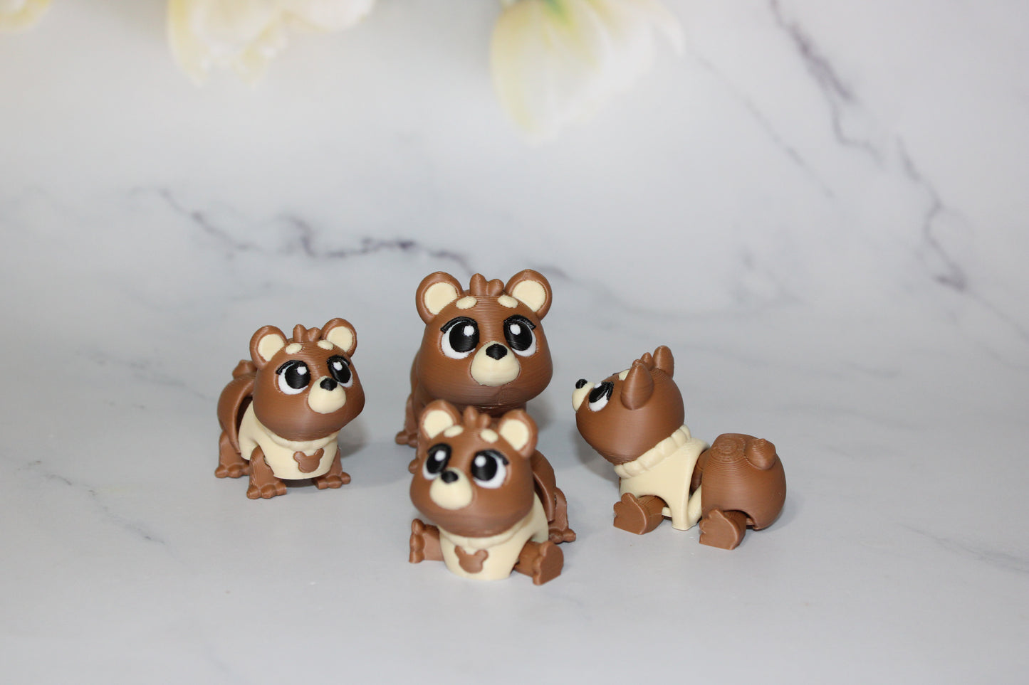 Mama and Baby Bear 8 Piece Set 3D Printed Articulated Flexi Fidget - Wonderland 3D Printing