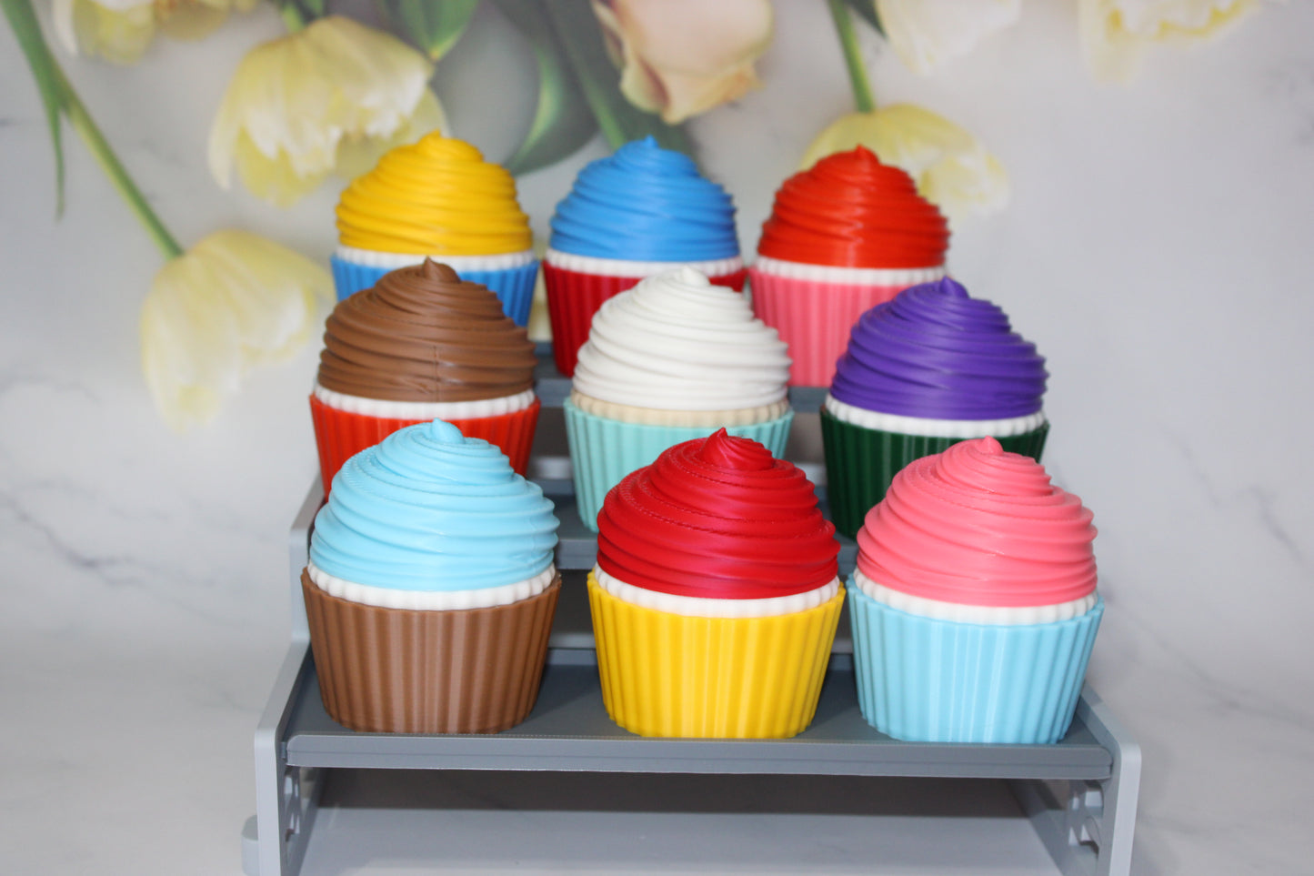 Cupcakes & Stand with Minis-3D Printed Articulated Fidget Toys. Great for Birthday Parties!