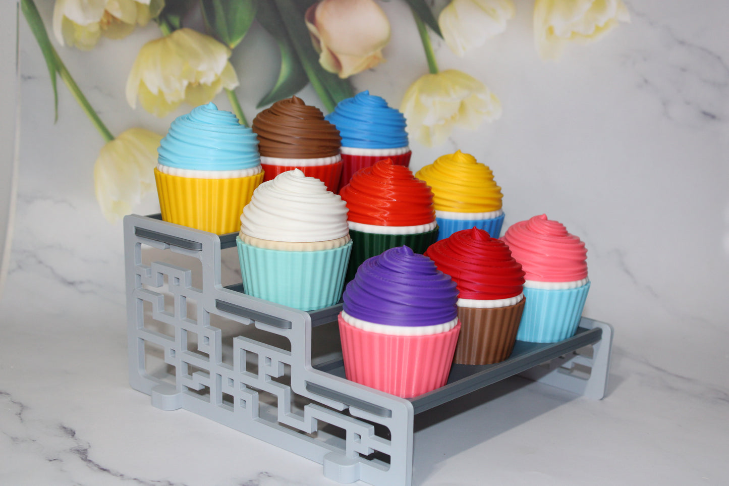 Cupcakes & Stand with Minis-3D Printed Articulated Fidget Toys. Great for Birthday Parties!