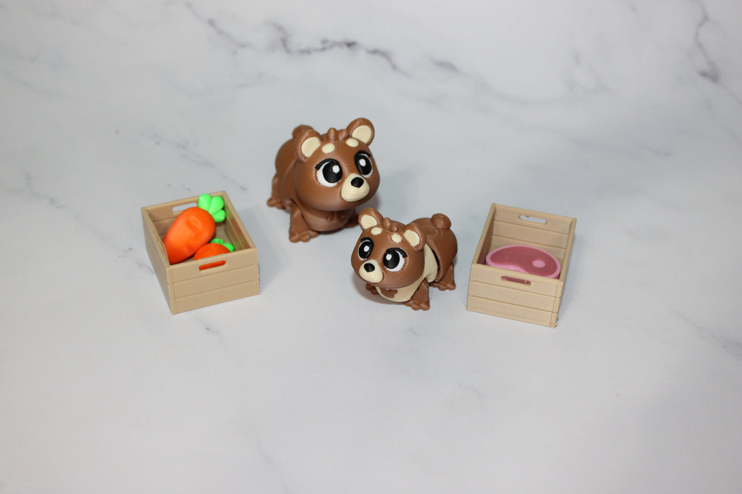 Mama and Baby Bear 8 Piece Set 3D Printed Articulated Flexi Fidget - Wonderland 3D Printing