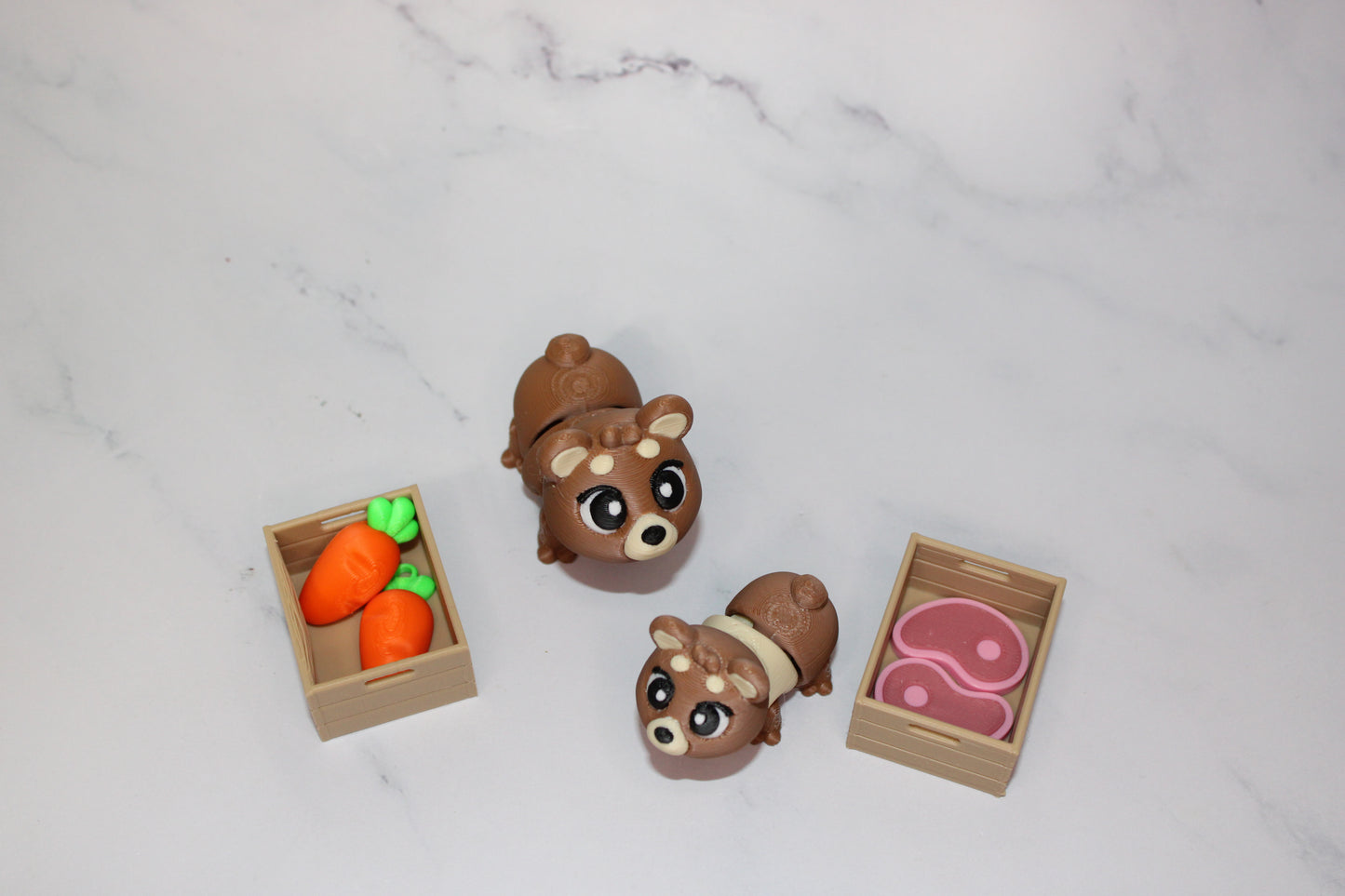 Mama and Baby Bear 8 Piece Set 3D Printed Articulated Flexi Fidget - Wonderland 3D Printing