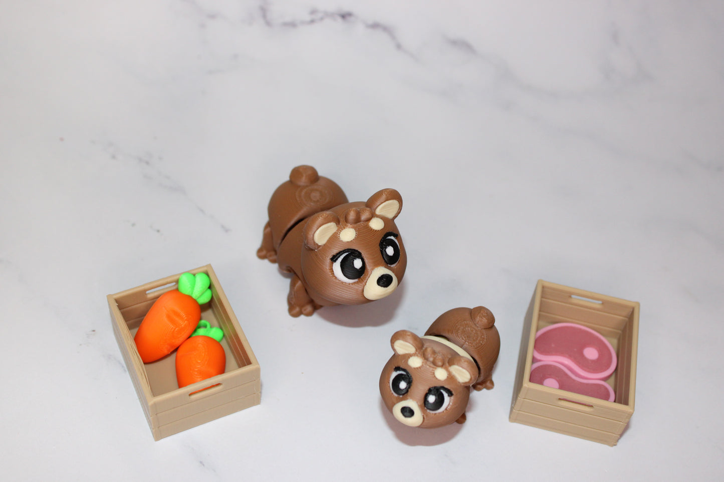 Mama and Baby Bear 8 Piece Set 3D Printed Articulated Flexi Fidget - Wonderland 3D Printing