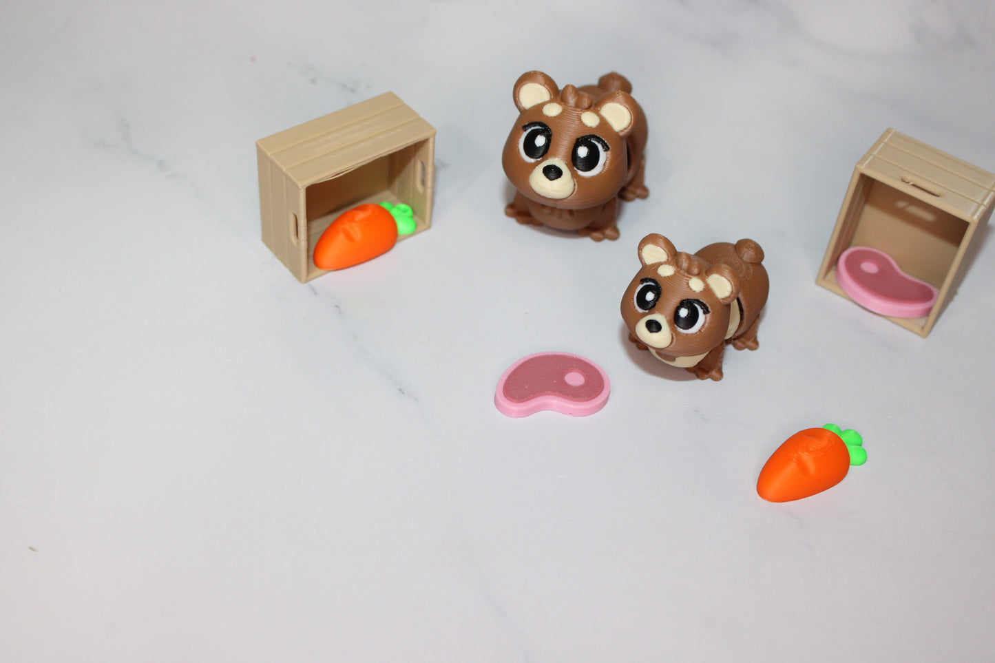 Mama and Baby Bear 8 Piece Set 3D Printed Articulated Flexi Fidget - Wonderland 3D Printing