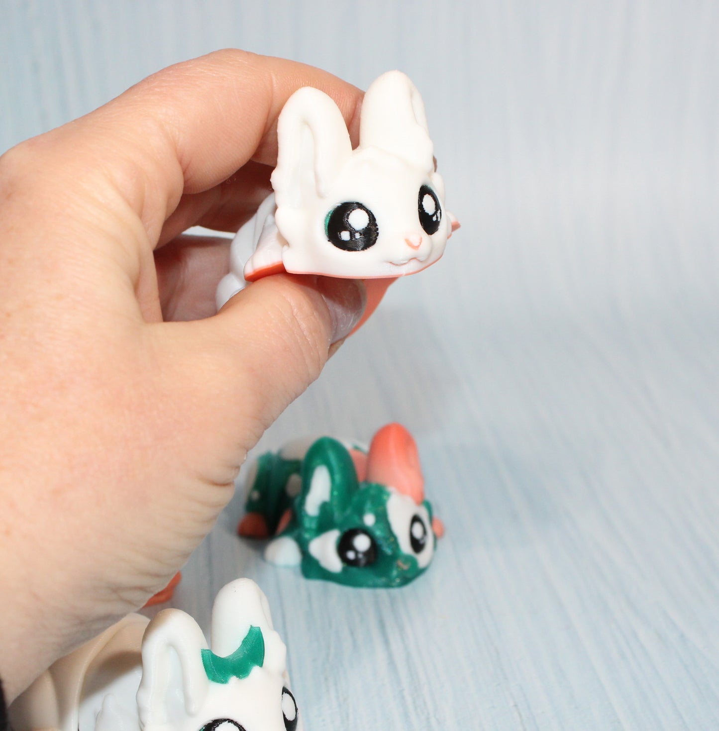 3d printed Flexi Bunnies set of 4-3" long - Wonderland 3D Printing