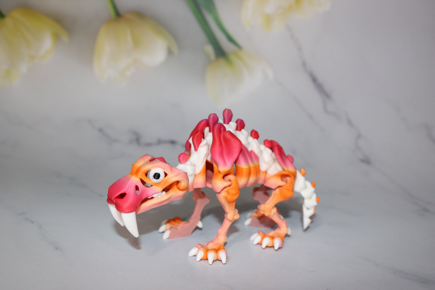 Sabretooth Tiger Skeleton 3D Printed Articulated Figurine