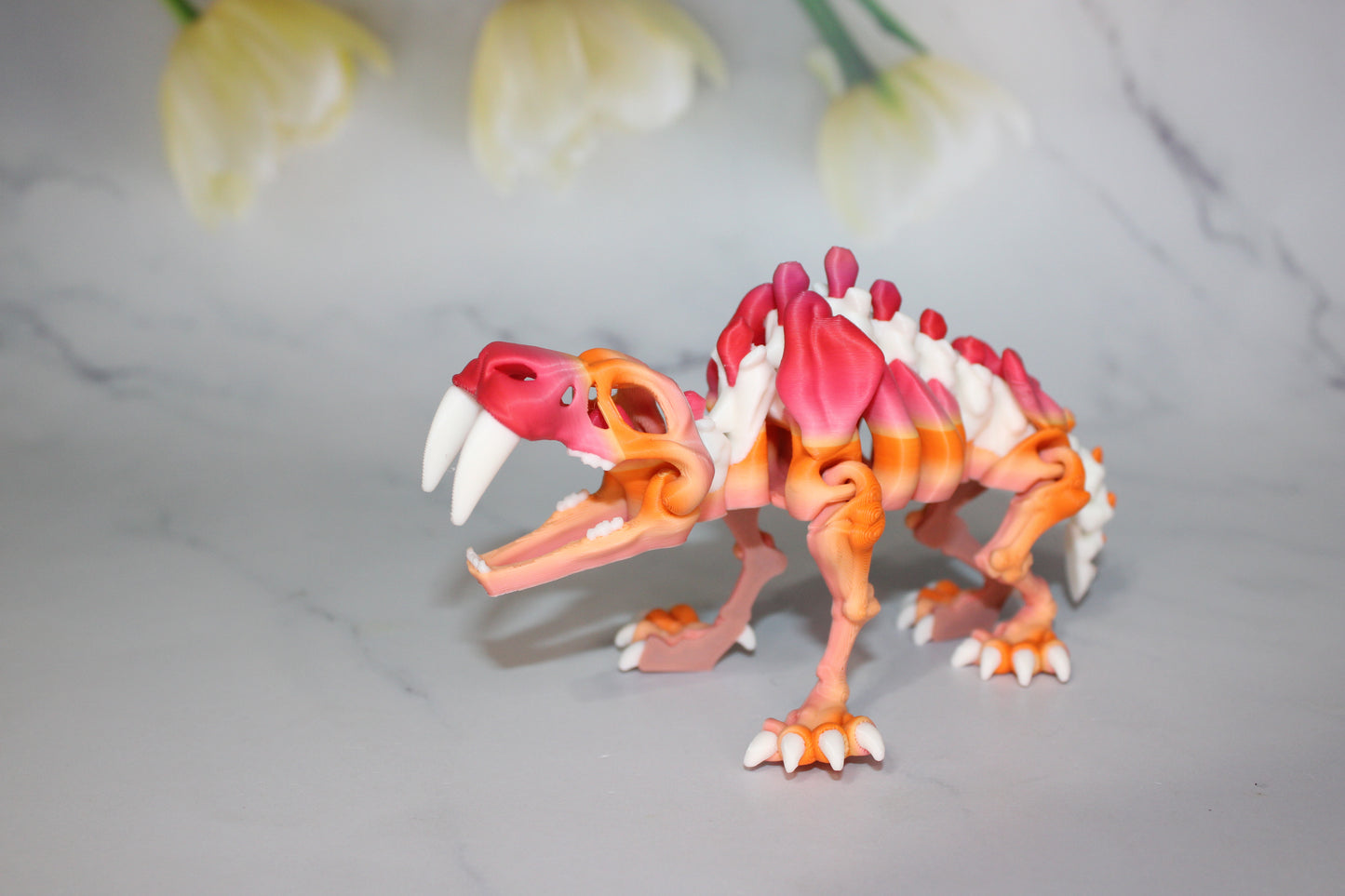 Sabretooth Tiger Skeleton 3D Printed Articulated Figurine
