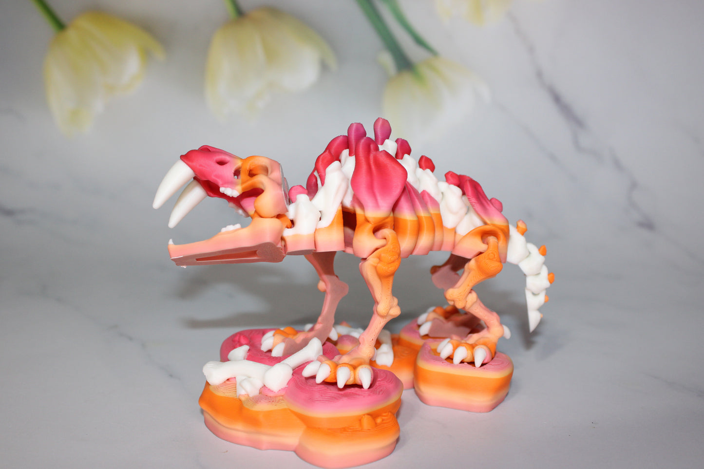 Sabretooth Tiger Skeleton 3D Printed Articulated Figurine