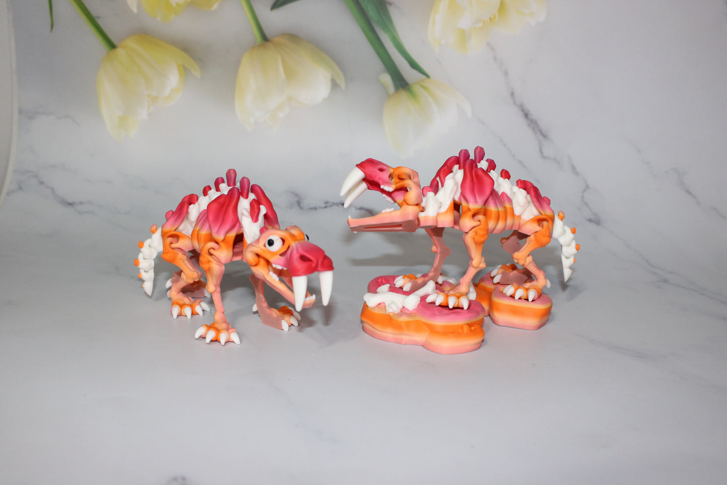 Sabretooth Tiger Skeleton 3D Printed Articulated Figurine