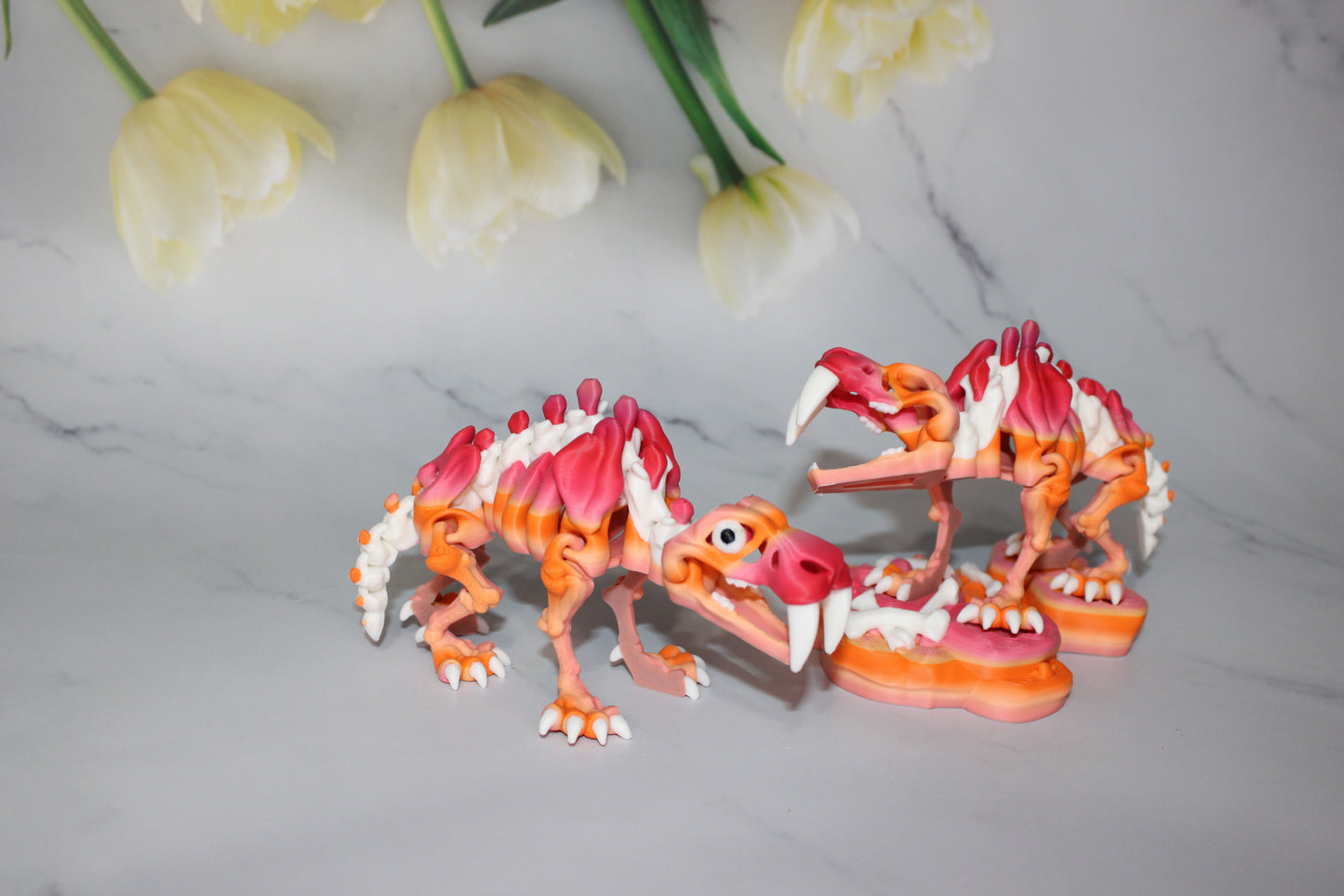 Sabretooth Tiger Skeleton 3D Printed Articulated Figurine