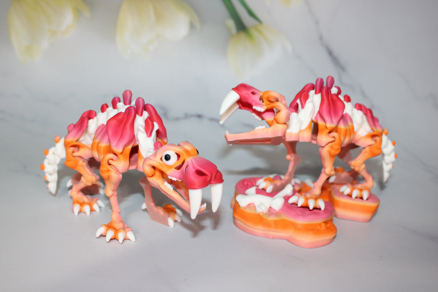 Sabretooth Tiger Skeleton 3D Printed Articulated Figurine