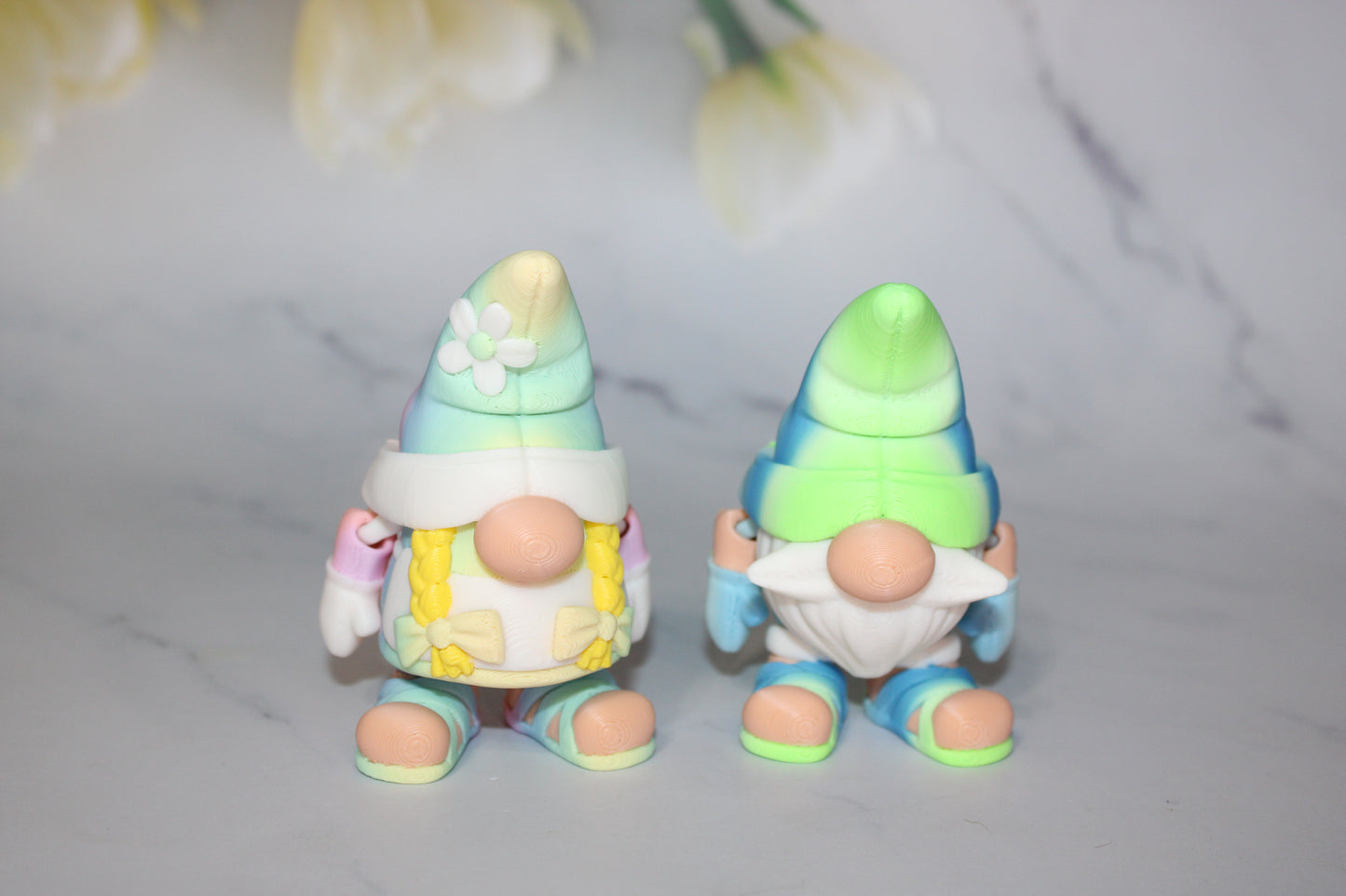 Summer Garden Gnome:3.25 in -3D Printed Articulated Figurine