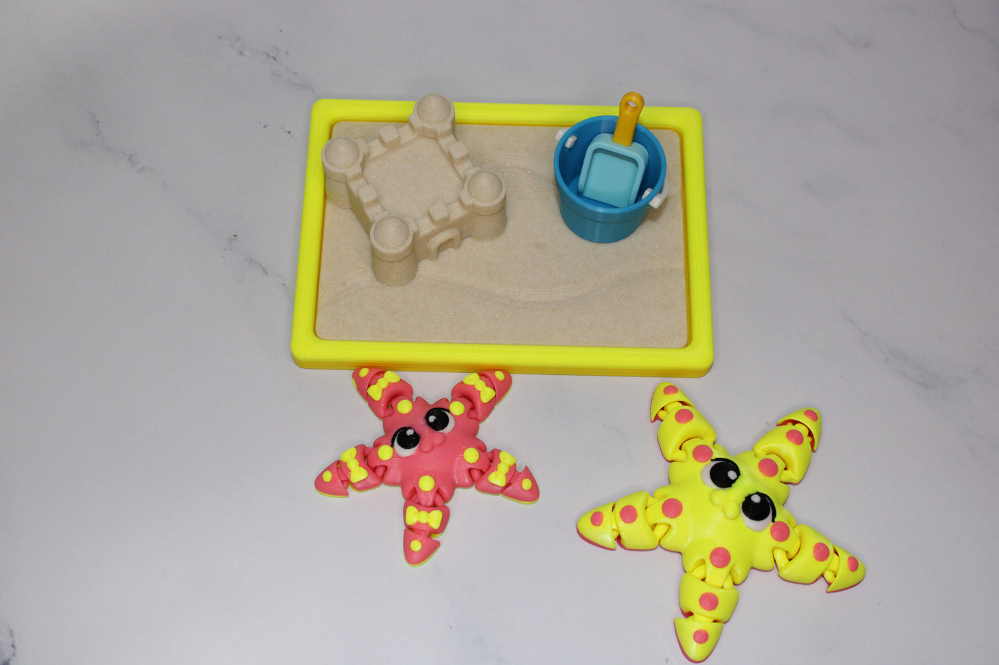 Flexi Starfish and Sand Playset 3D Printed Articulated Flexi Fidget - Wonderland 3D Printing