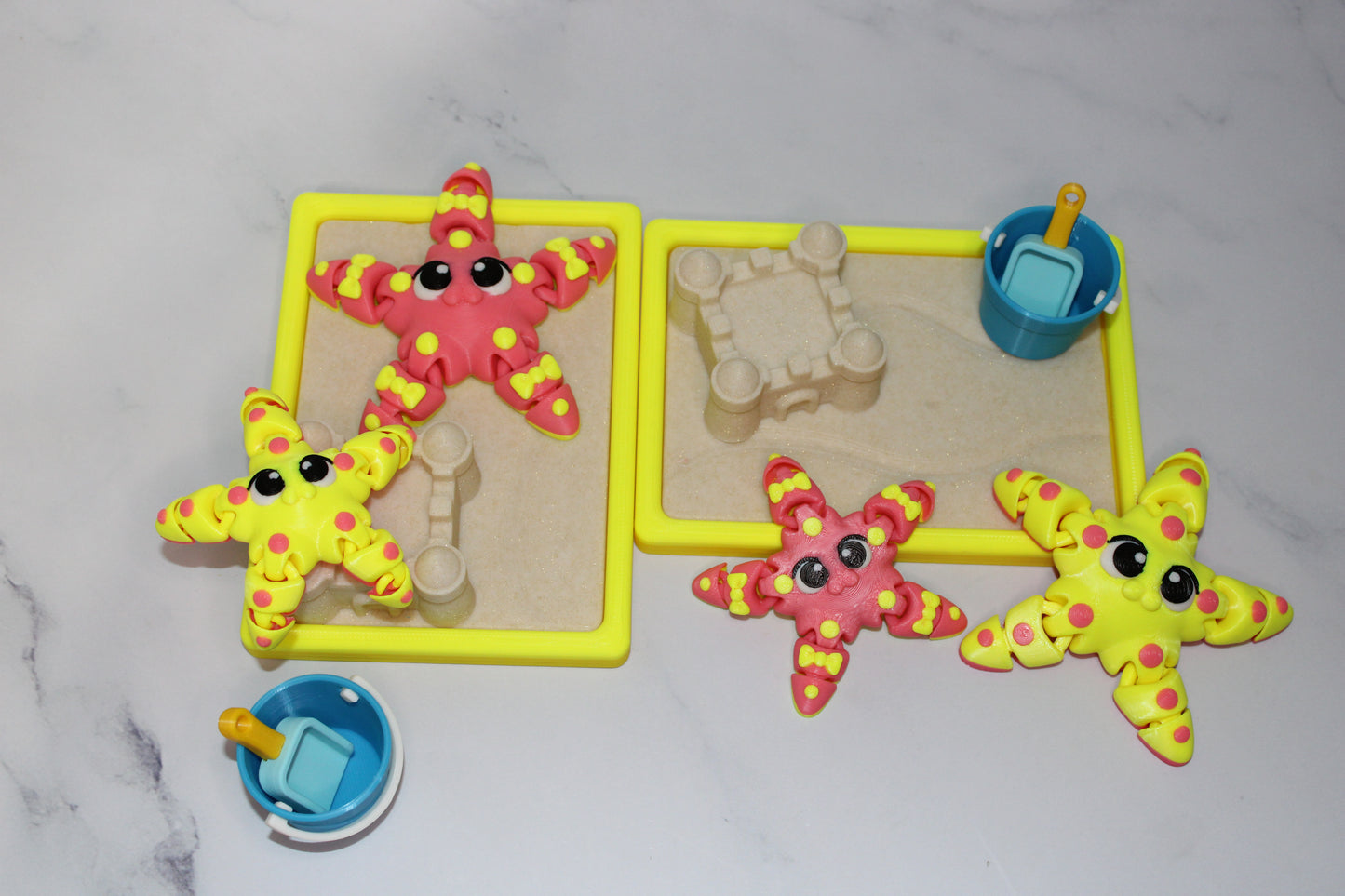 Flexi Starfish and Sand Playset 3D Printed Articulated Flexi Fidget - Wonderland 3D Printing