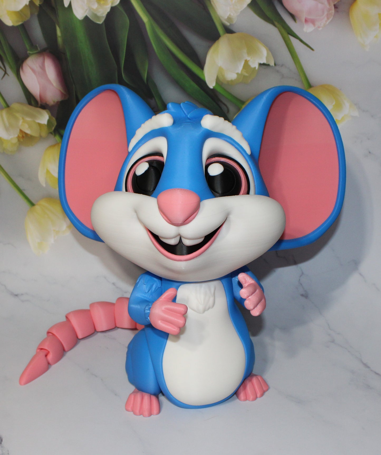 Mouse with Cheese 3D Printed Articulated Figurine - Wonderland 3D Printing