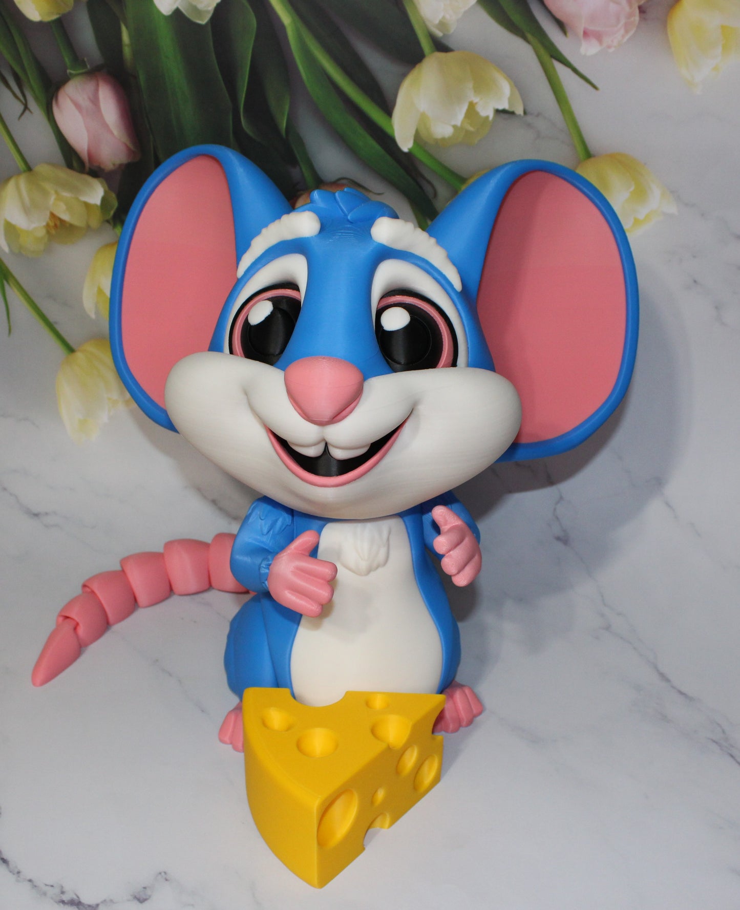 Mouse with Cheese 3D Printed Articulated Figurine - Wonderland 3D Printing
