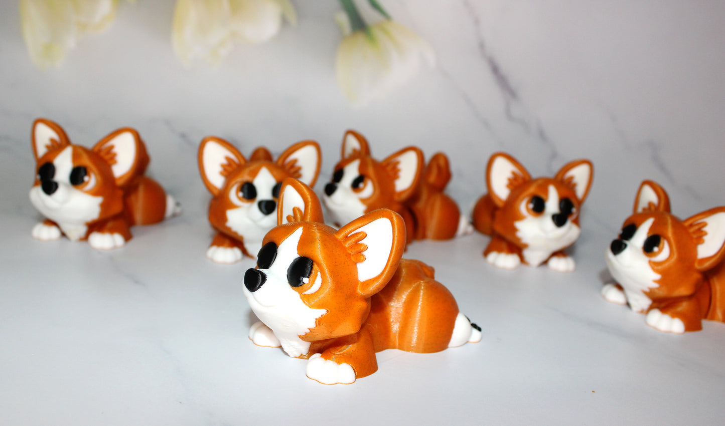 Corgi 4 inches Articulated 3d Printed Figurine