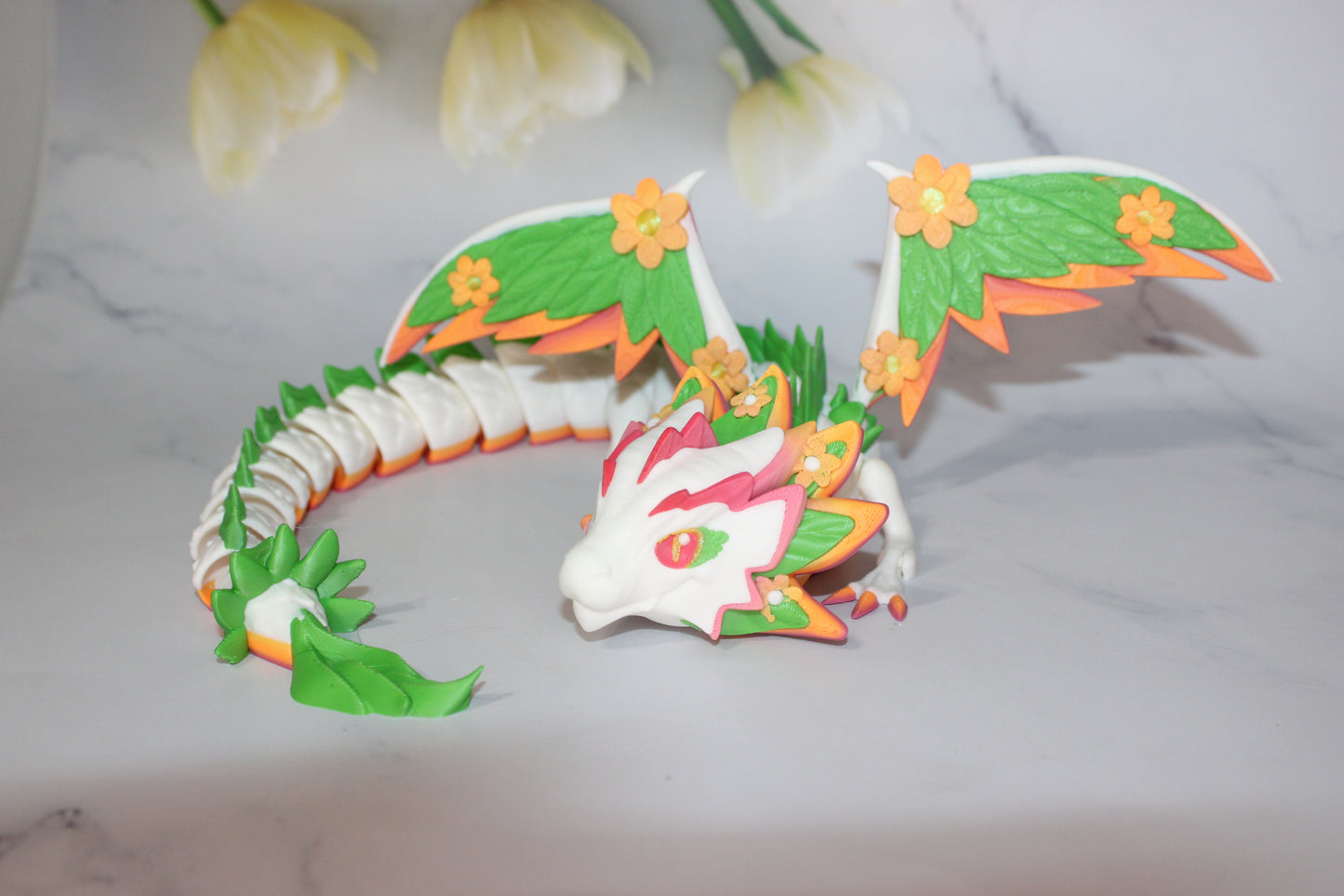 Floral Empress Dragon Articulated 3d Printed Figurine - Wonderland 3D Printing