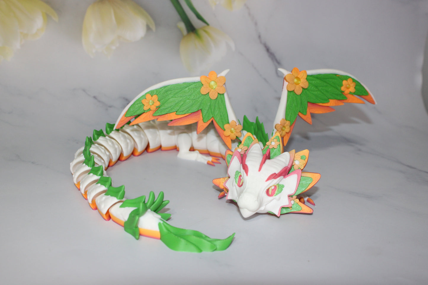 Floral Empress Dragon Articulated 3d Printed Figurine - Wonderland 3D Printing
