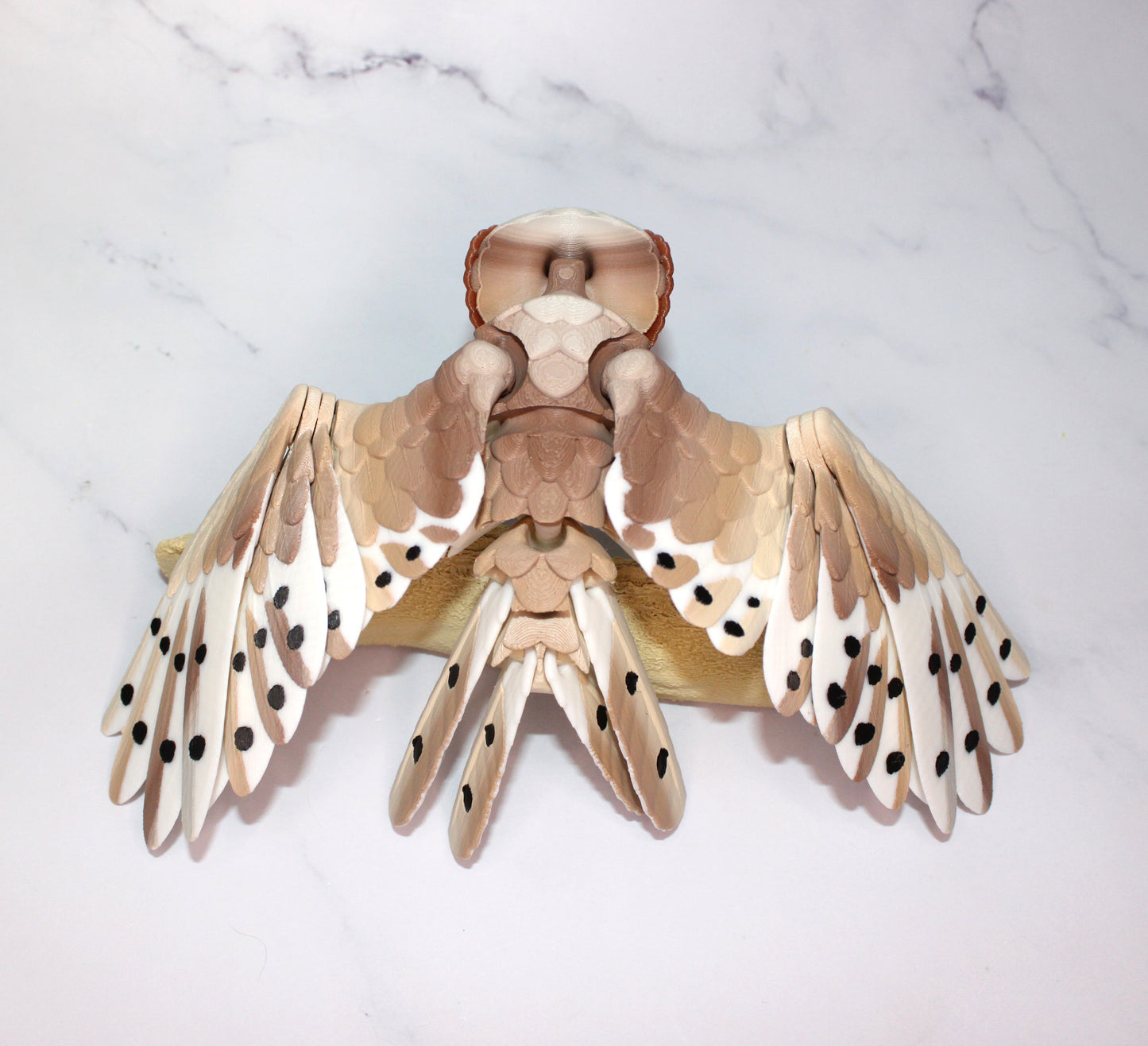 Barn Owl with stand options-3D Printed Articulated Flexi Fidget Figurine - Wonderland 3D Printing