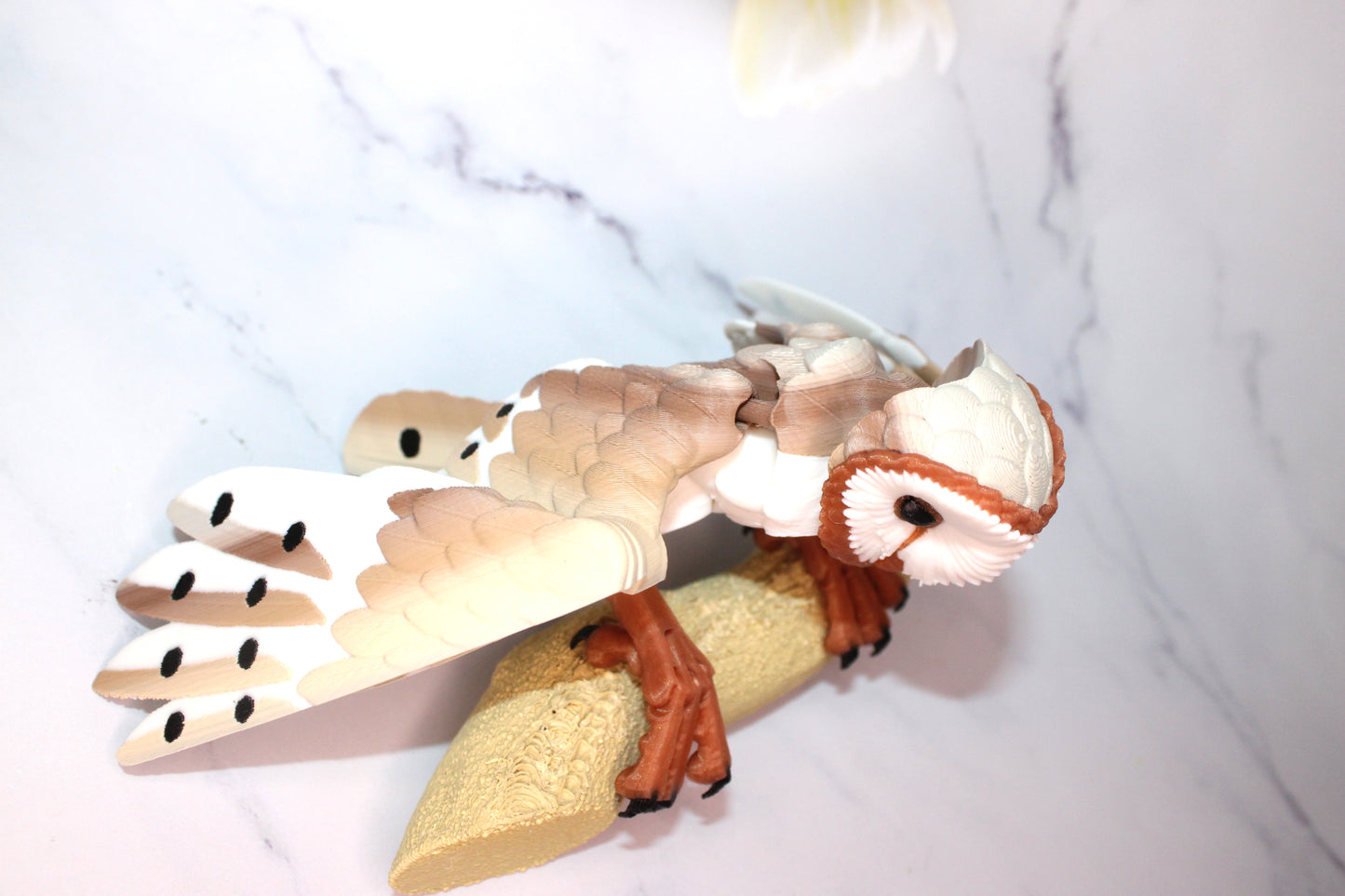 Barn Owl with stand options-3D Printed Articulated Flexi Fidget Figurine - Wonderland 3D Printing