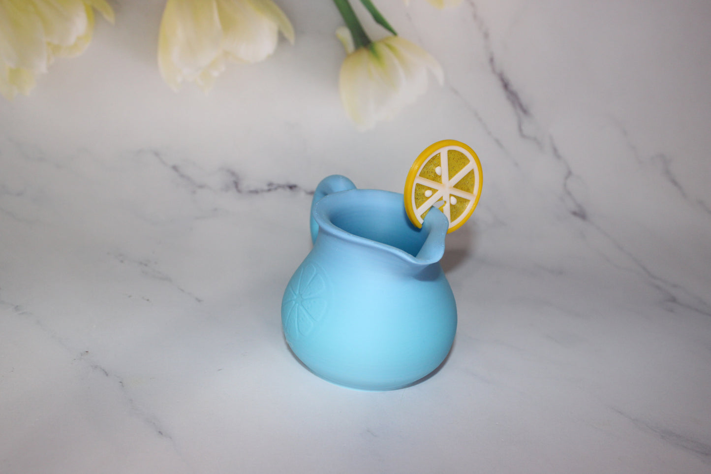 Lemonade Shark with Lemonade Pitcher Options 3D Printed Articulated Flexi Figurine - Wonderland 3D Printing