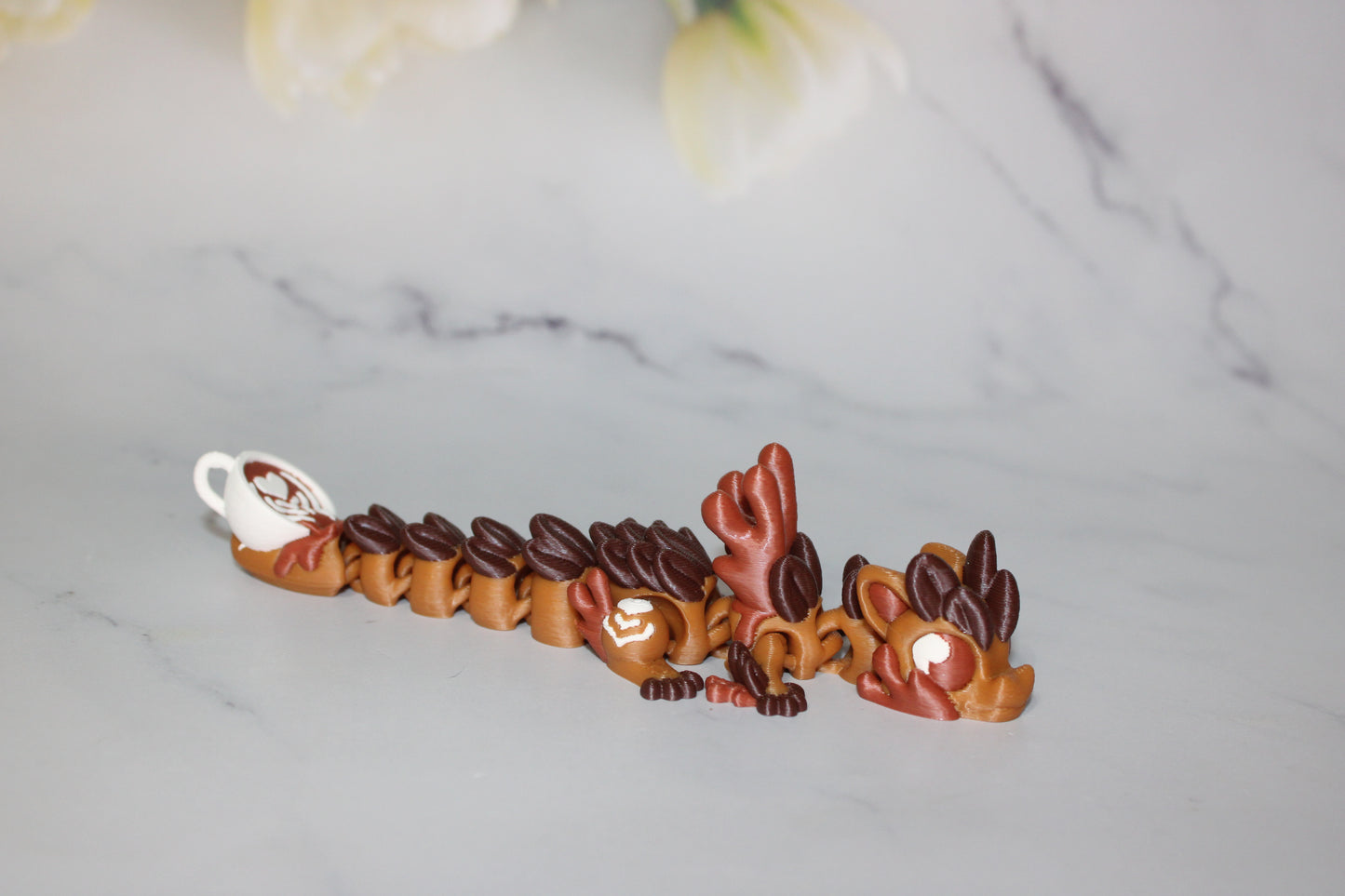 Coffee Turtles 3D Printed Articulated Flexi Figurine - Wonderland 3D Printing
