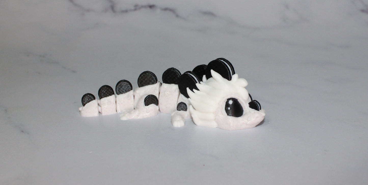 Milk and Chocolate Chip Cookie Dragon or Cookies and Cream Dragon 5 in Articulated 3d Printed Figurine - Wonderland 3D Printing