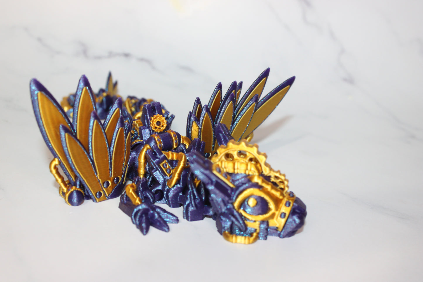Steam Punk Dragon: 3D Printed Articulated Fidget Toy-Available in Winged or Wingless - Wonderland 3D Printing
