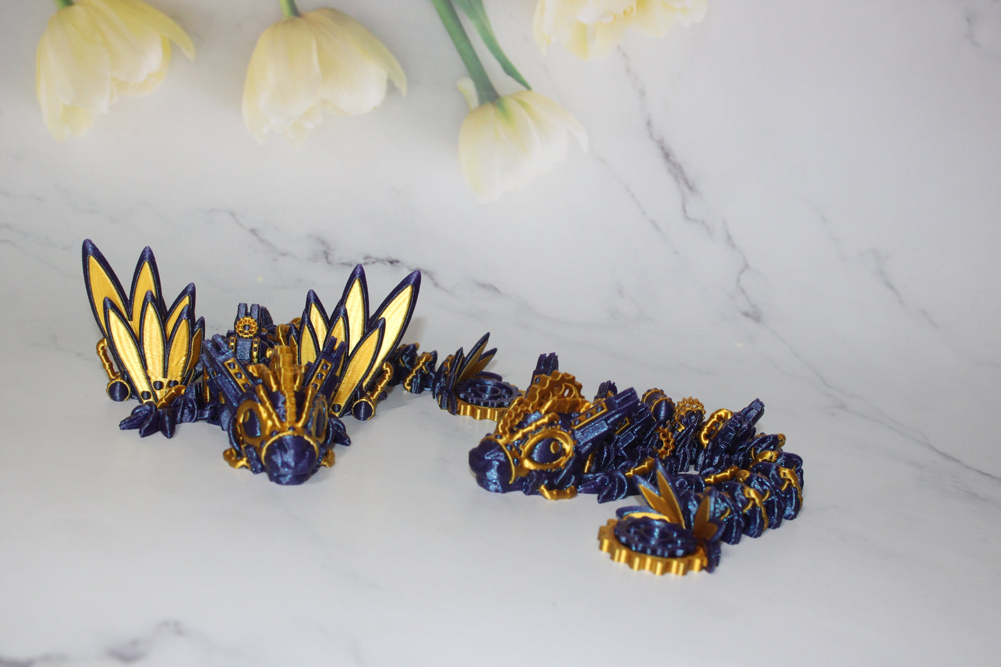 Steam Punk Dragon: 3D Printed Articulated Fidget Toy-Available in Winged or Wingless - Wonderland 3D Printing