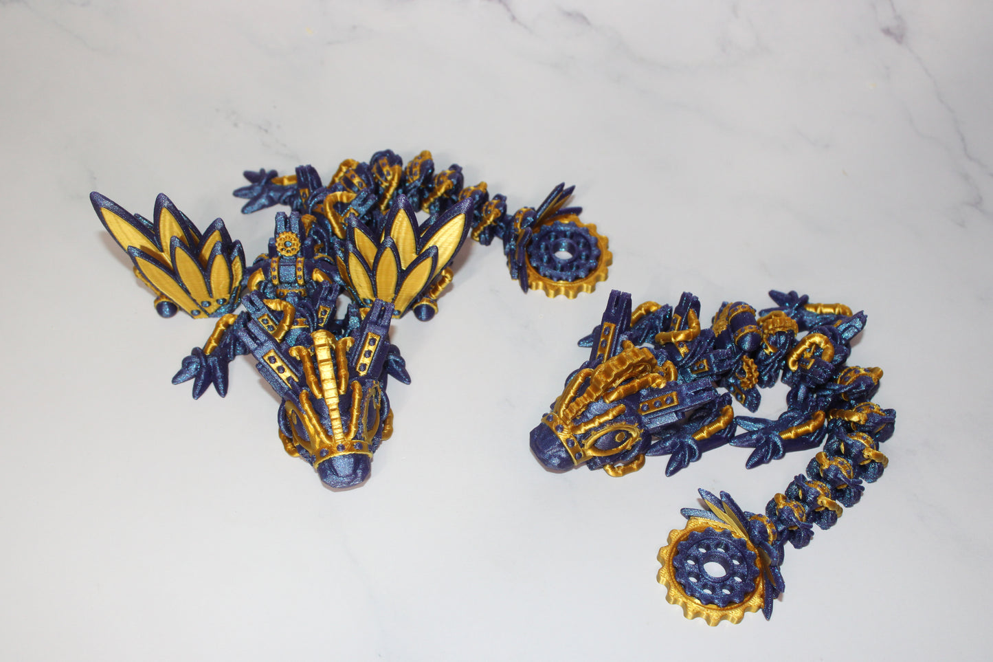 Steam Punk Dragon: 3D Printed Articulated Fidget Toy-Available in Winged or Wingless - Wonderland 3D Printing
