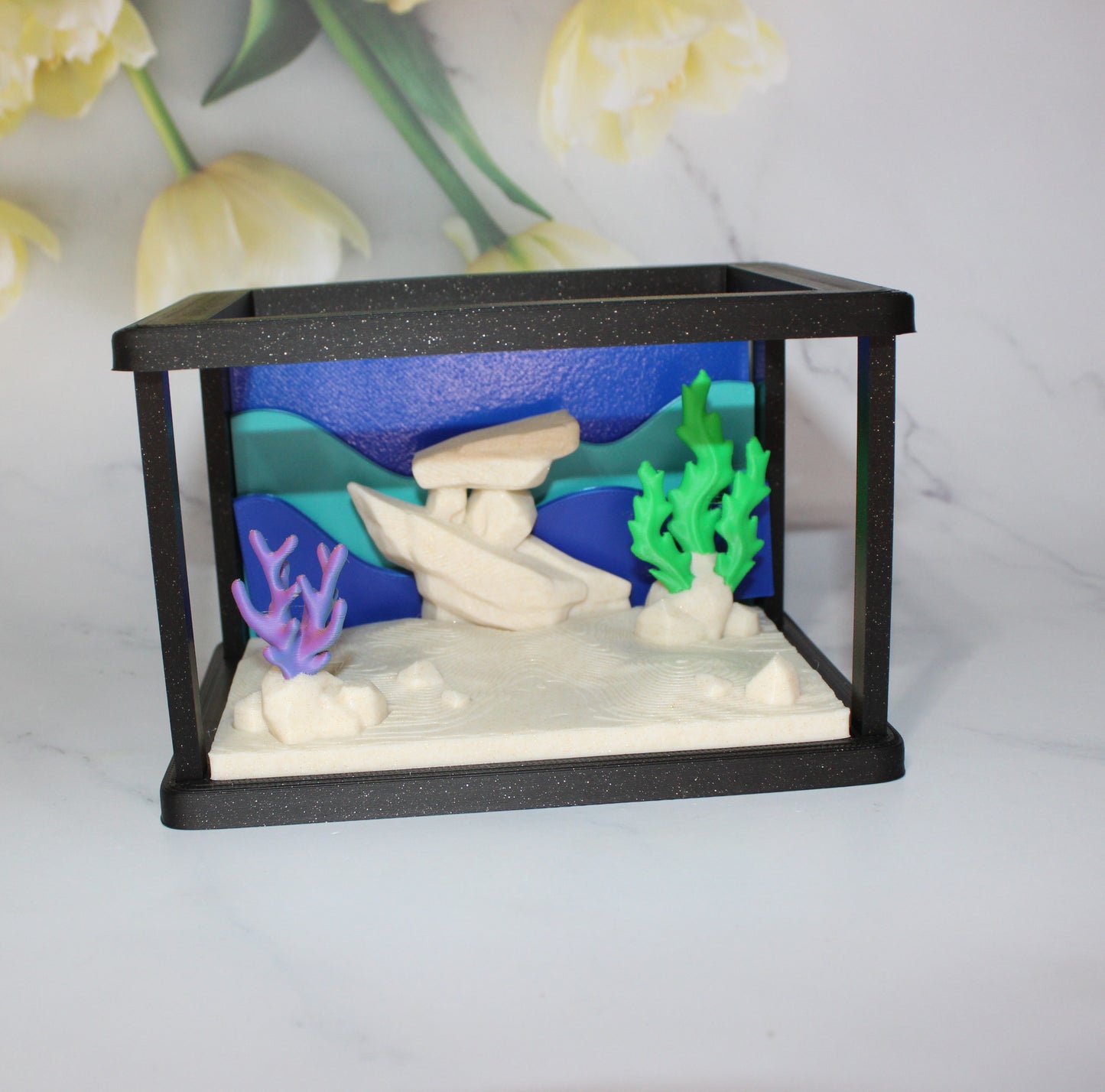 9 Flexi Tropical Fish with Fish Tank -3 Tropical Fish, 1 Octopus, 1 Killer Whale, 2 Seals,1 Lobster and 1 Sea Turtle-3D Printed Flexi Fidget - Wonderland 3D Printing