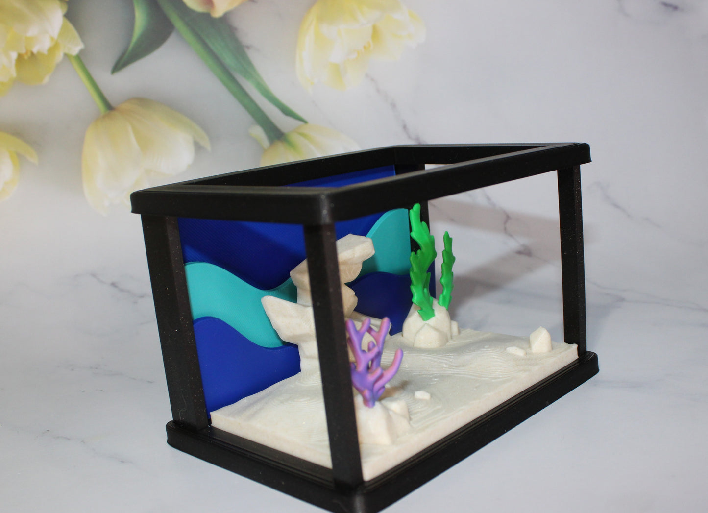 9 Flexi Tropical Fish with Fish Tank -3 Tropical Fish, 1 Octopus, 1 Killer Whale, 2 Seals,1 Lobster and 1 Sea Turtle-3D Printed Flexi Fidget - Wonderland 3D Printing