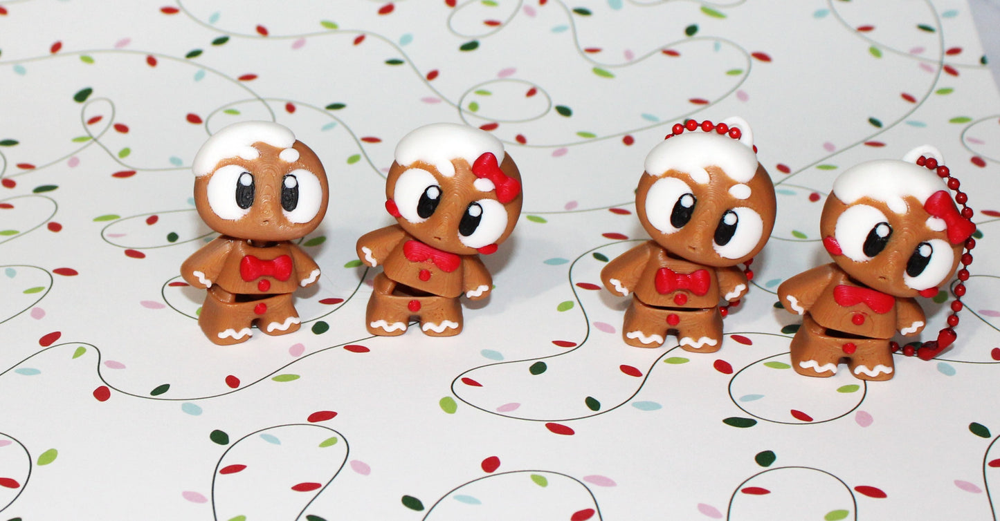 5 Flexi Mini Christmas Friends-3D Printed Articulated Figurine Fidget Toy-Bag Charm Options - Wonderland 3D Printing