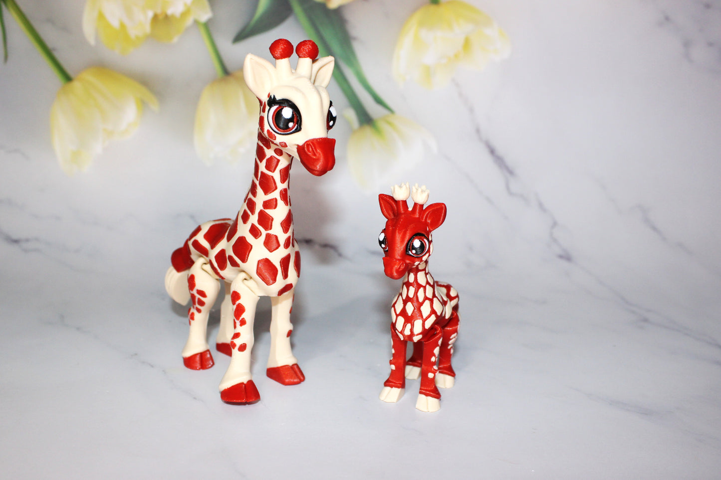 Giraffe and Baby Giraffe 3D Printed Articulated Flexi Fidget Figurine - Wonderland 3D Printing