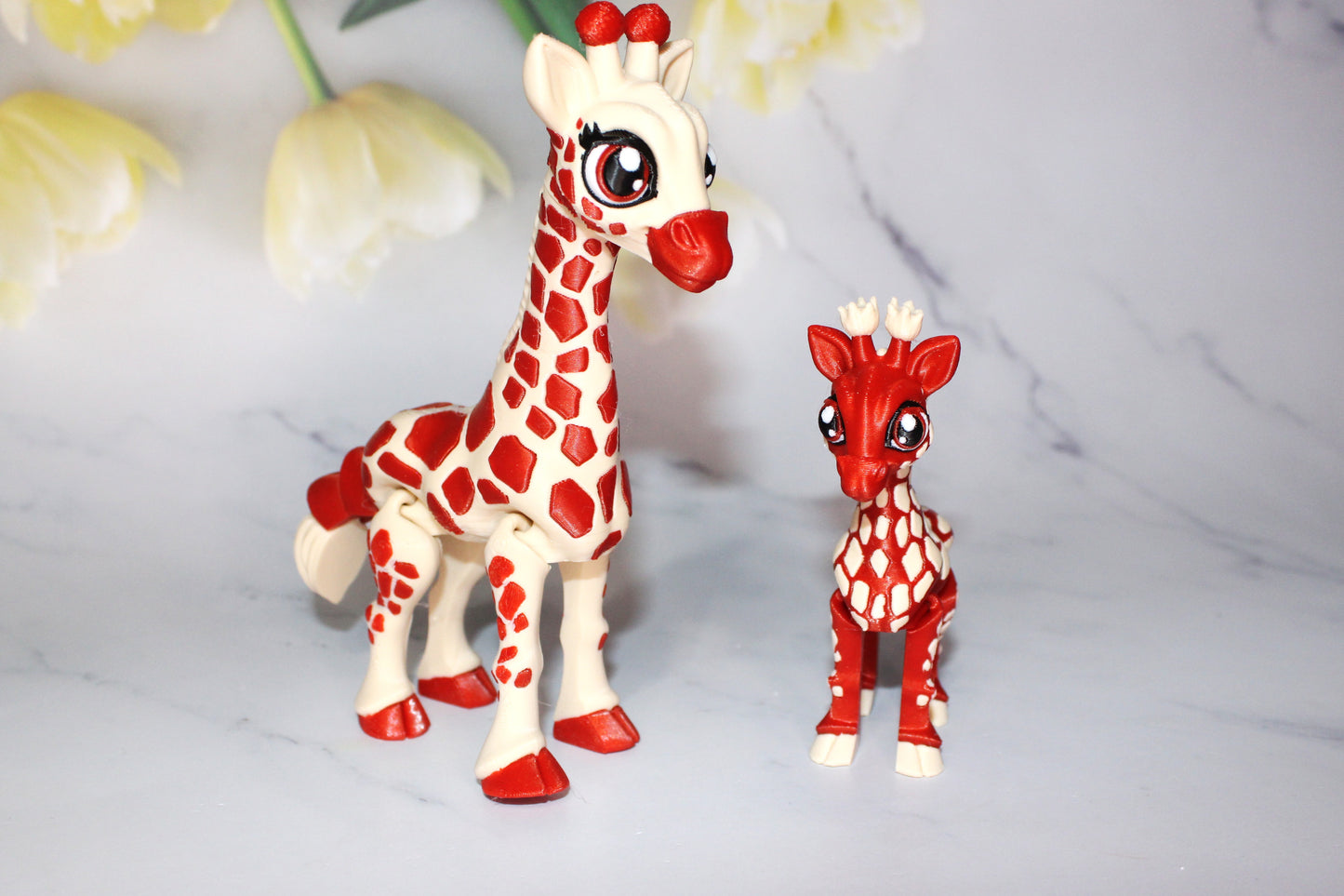 Giraffe and Baby Giraffe 3D Printed Articulated Flexi Fidget Figurine - Wonderland 3D Printing