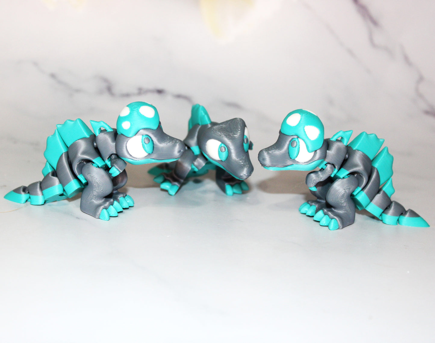 Mini Dinosaurs 3 inches long-3D Printed Articulated Figurine Fidget Toy-Bag Charm Options - Wonderland 3D Printing