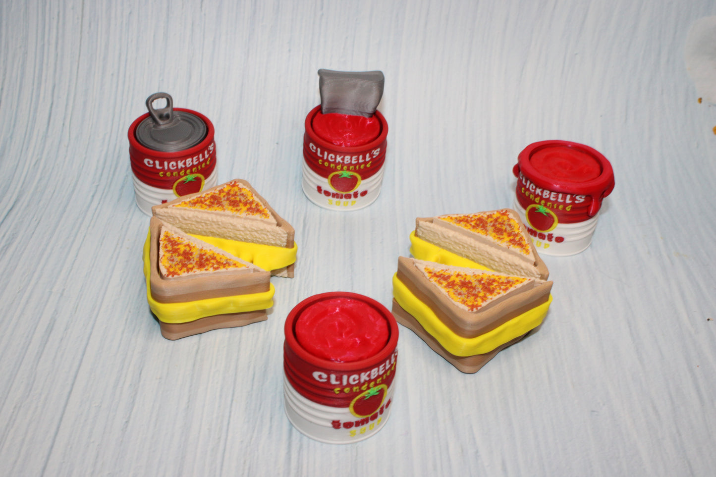 Grilled Cheese Sandwich and Tomato Soup Clickers - Wonderland 3D Printing