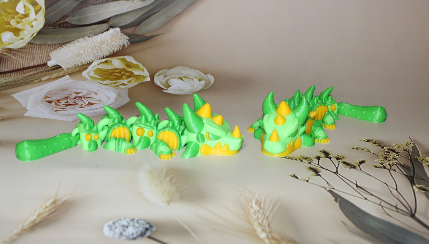 Pickle Dragon 17 in or Baby 6.5 in 3D Printed Articulated Figurine-6.5 inches long - Wonderland 3D Printing