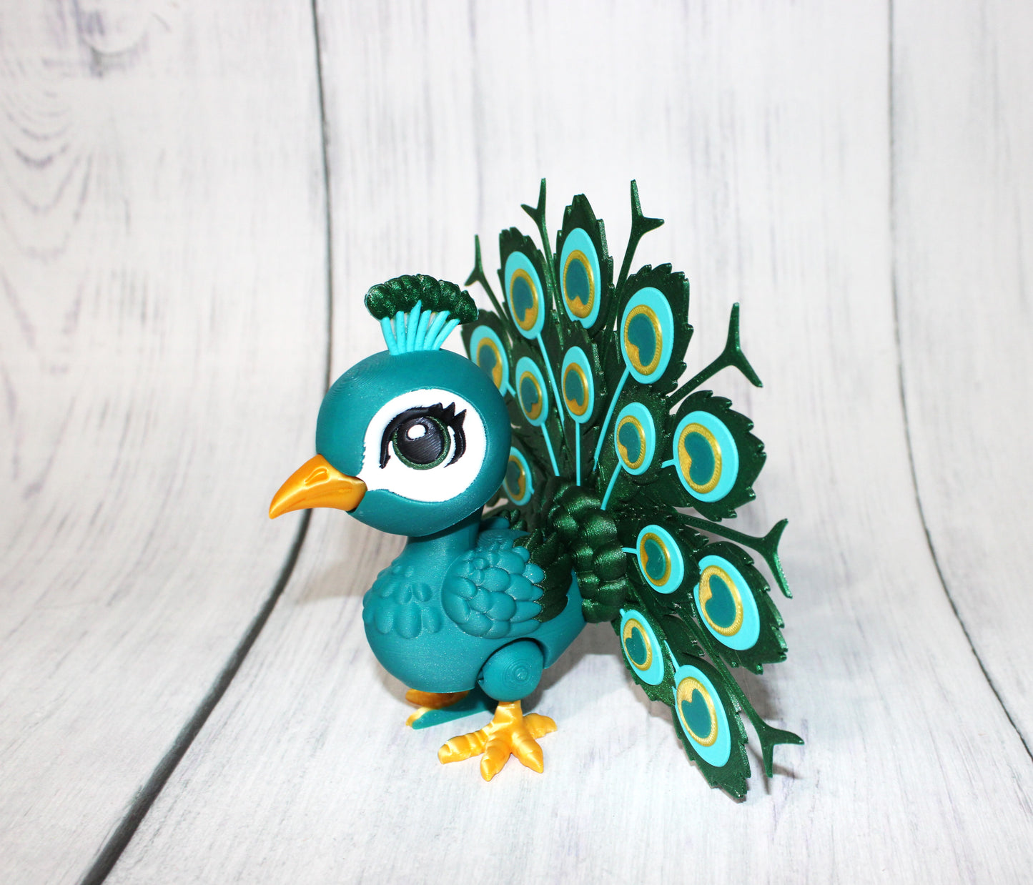 Peacock 5.75 inches Tall- 3D Printed Articulated Flexi Fidget Figurine - Wonderland 3D Printing