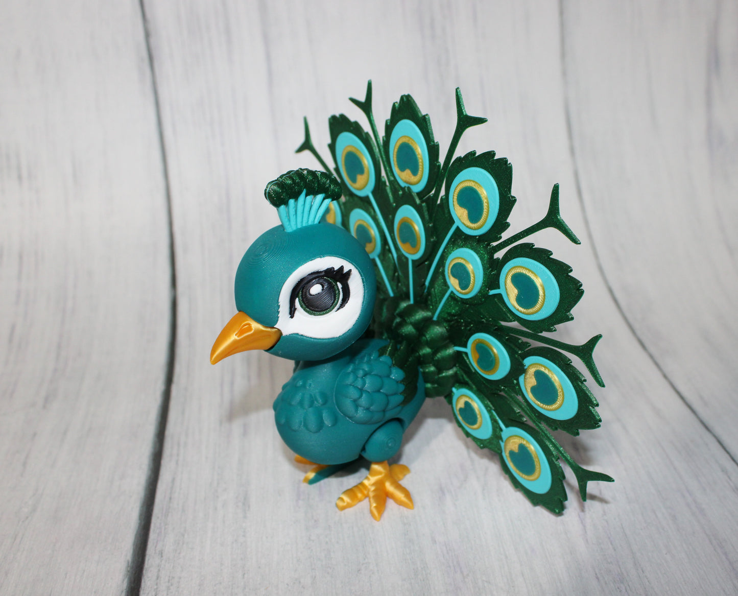 Peacock 5.75 inches Tall- 3D Printed Articulated Flexi Fidget Figurine - Wonderland 3D Printing
