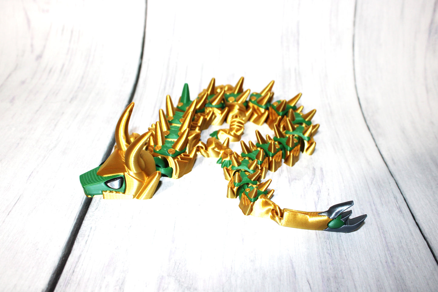 Green God Dragon 3D Printed Articulated Figurine - Wonderland 3D Printing