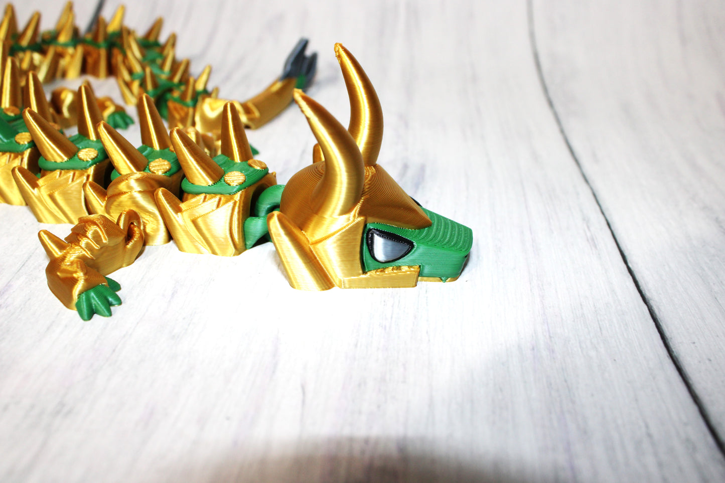 Green God Dragon 3D Printed Articulated Figurine - Wonderland 3D Printing