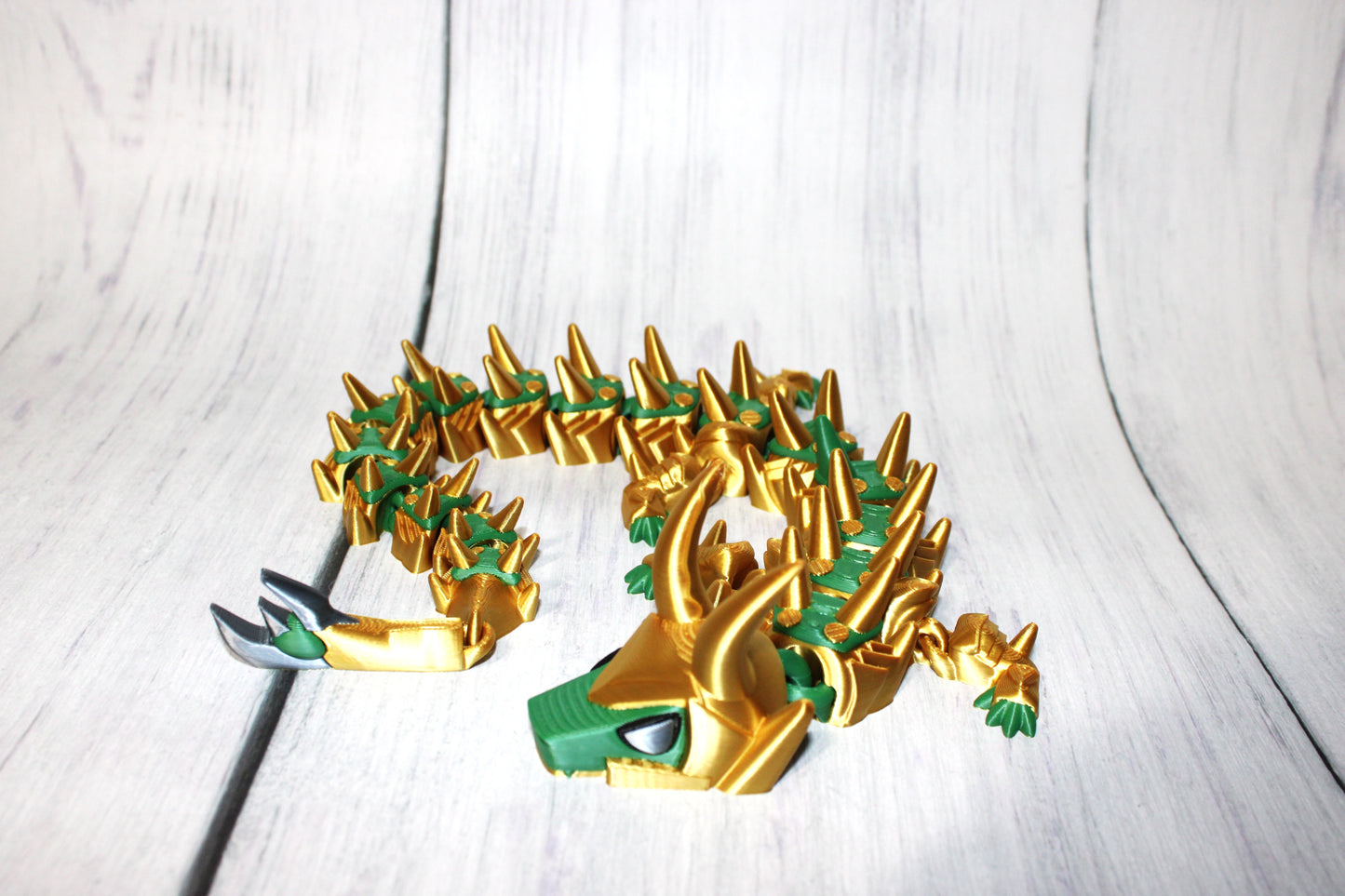 Green God Dragon 3D Printed Articulated Figurine - Wonderland 3D Printing