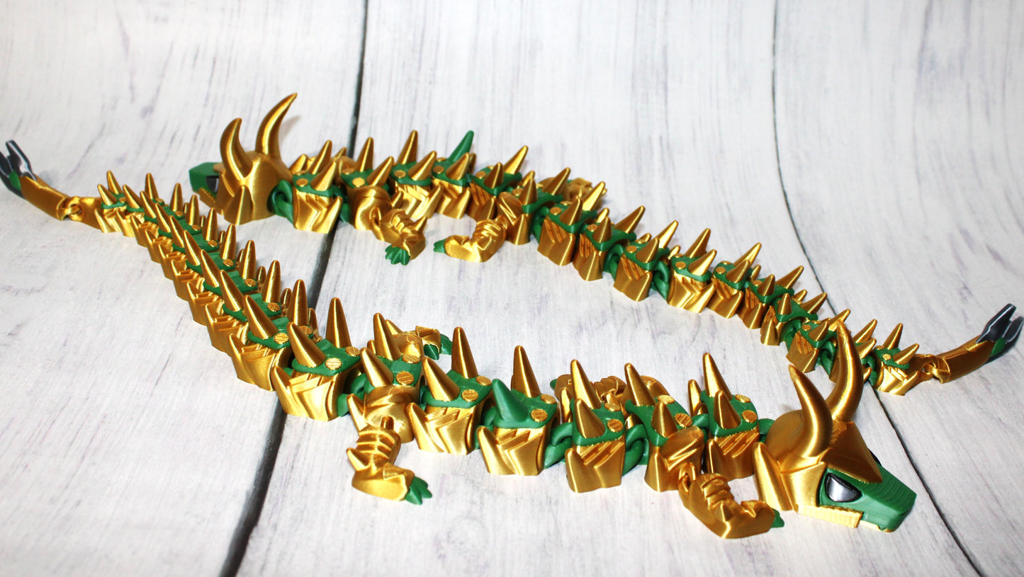 Green God Dragon 3D Printed Articulated Figurine - Wonderland 3D Printing