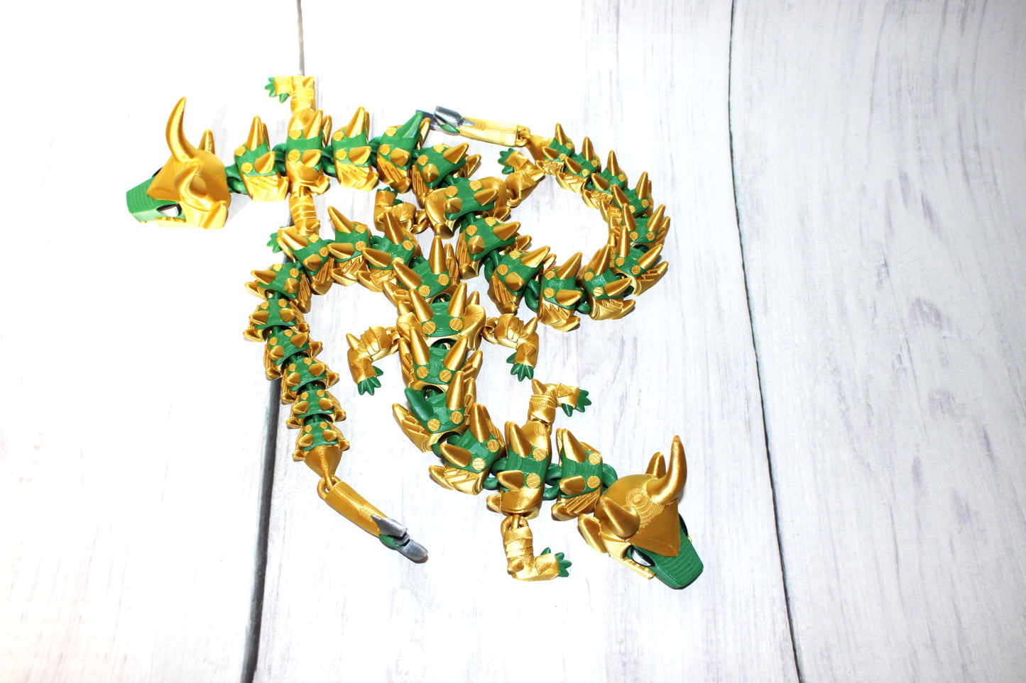 Green God Dragon 3D Printed Articulated Figurine - Wonderland 3D Printing