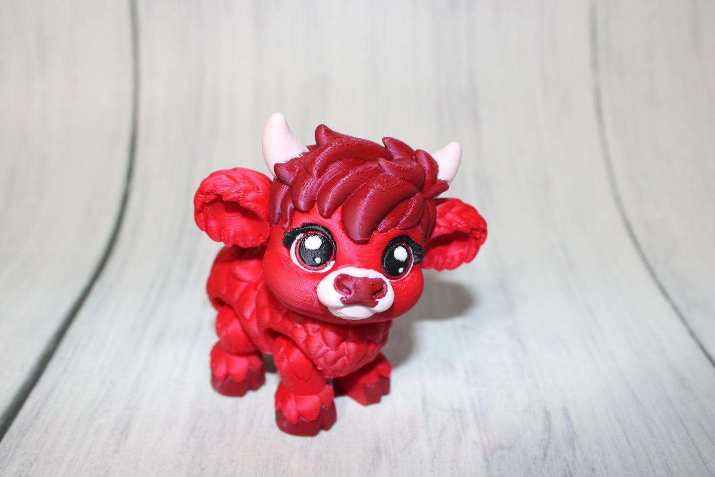 Baby Highland Cow of a Different Color: 3D Printed Articulated Figurine - Wonderland 3D Printing